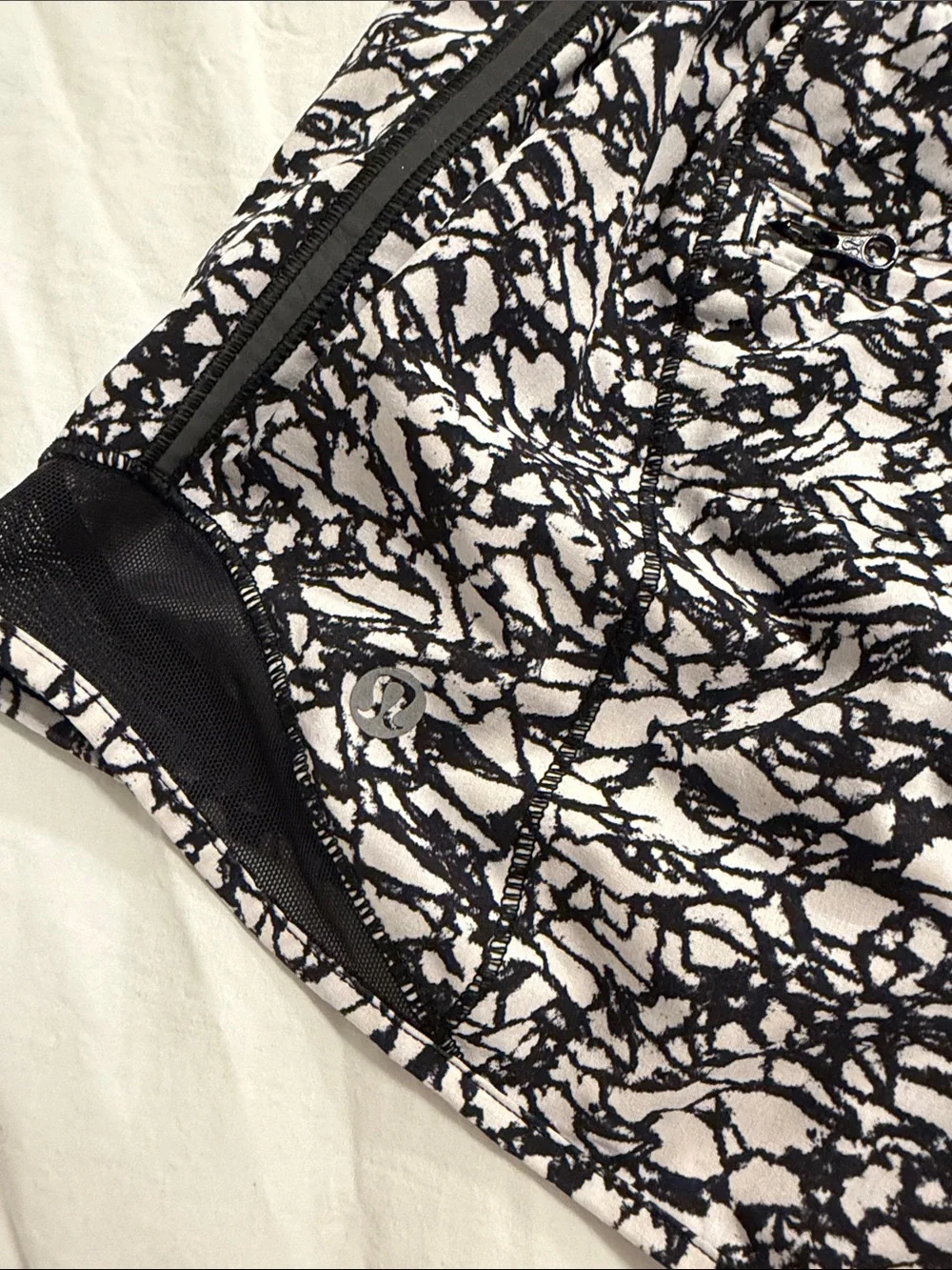 Lululemon Black & White Printed Women’s Active Shorts